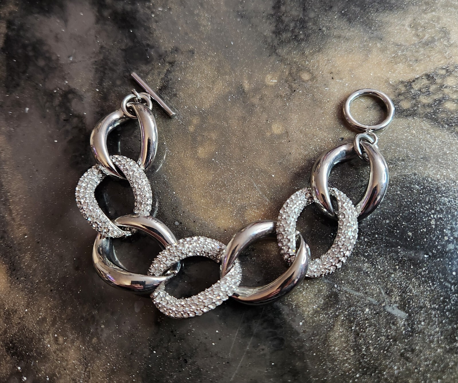 Statement Silvertone Loops Rhinestones Necklace A… - image 2