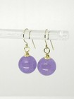 14k Yellow Gold Lavender Purple Jade Drop Dangle Earrings — photo 2
