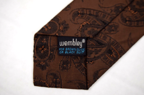 Neck Tie VTG Wembley 50s 60s Dark Paisley Brown Acetate Tie 52.5 x 2.5" Cobain - Picture 7 of 8