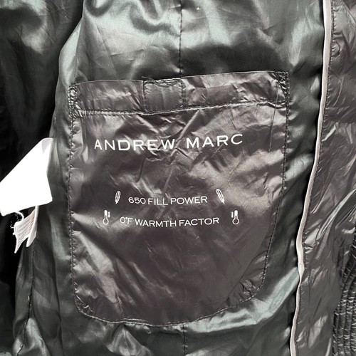 Andrew Marc 650 Down Fill Puffer Jacket Shiny Womens Medium Full Zip Charcoal - Picture 3 of 22