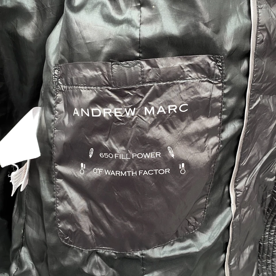 Andrew Marc Womens Puffer Jacket 650 Down Fill Shiny Charcoal Full Zip Medium - Image 3 of 4