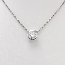 14k White Gold Natural Diamond Donut Slide Pendant Necklace Bezel Setting New