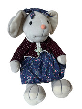 Commonwealth Mouse Plush Blue Floral Dress Bow Red Velvet Polka Dot Shirt 19"
