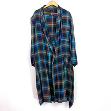 Vintage 60s Royal Knight Blue Plaid Rockabilly Mens Robe One Size Chest 46"
