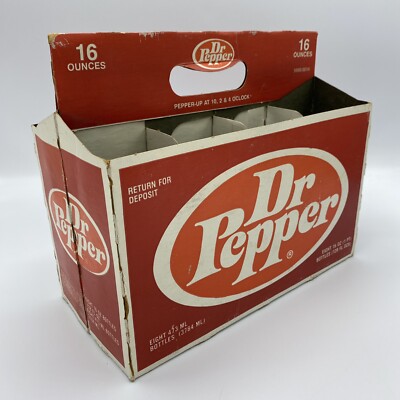 Vintage Dr. Pepper 16 ounce Bottle Eight Pack Cardboard Carrying