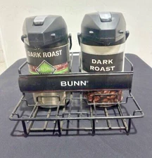 ***LOT OF 2*** "BUNN" S.S AIRPOT COFFEE DISPENSER AND AIRPOT HOLDER STAND