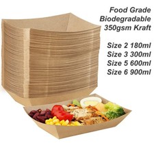 Food Tray Disposable Fries Rice Deli Snack Salad Kraft Paper Boat Biodegradable