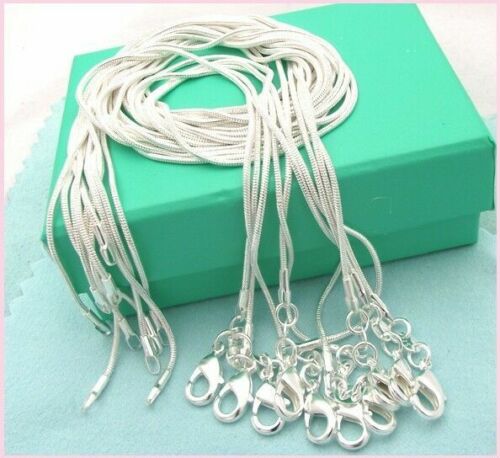 10PCS wholesale 925 sterling solid silver 1MM snake chain necklace 16-30 inches - Afbeelding 1 van 2