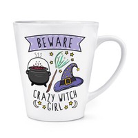 Beware VerrüCkte Hexe MäDchen 341Ml Latte Becher Tasse Lustig Spass Magisch Bann