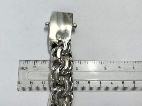 Bracciale Catena Garibaldi Argento Sterling 925 Pesante Taxco Messicano. 7", 193 grammi - Foto 14 di 16