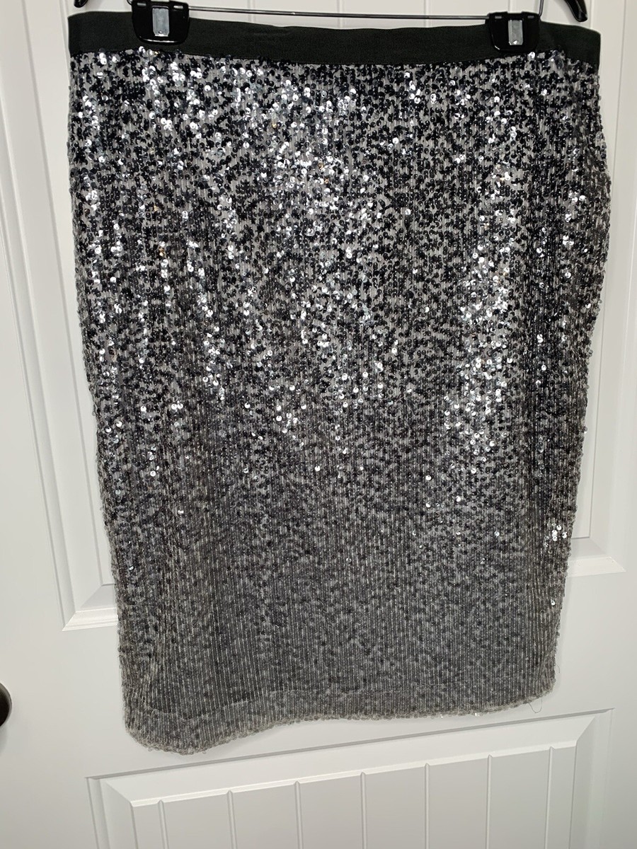PURE COLLECTION Sequin Embellished Grey Silver Ombré Sz 14/16