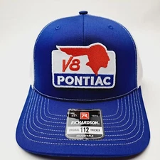 Pontiac V8 Richardson 112 Mesh Snapback  Embroidered Patch Cap Hat