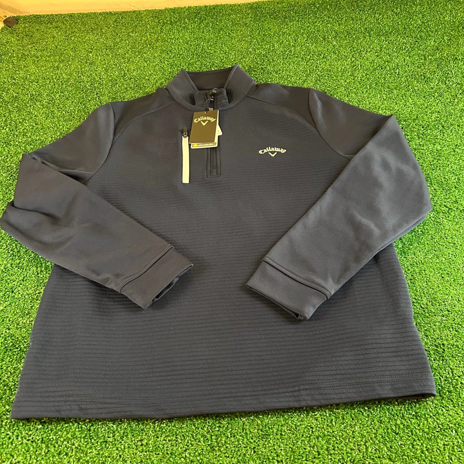 Callaway Infinity Golf Pullover Sun Protection Quarter Zip Top Navy Mens Small