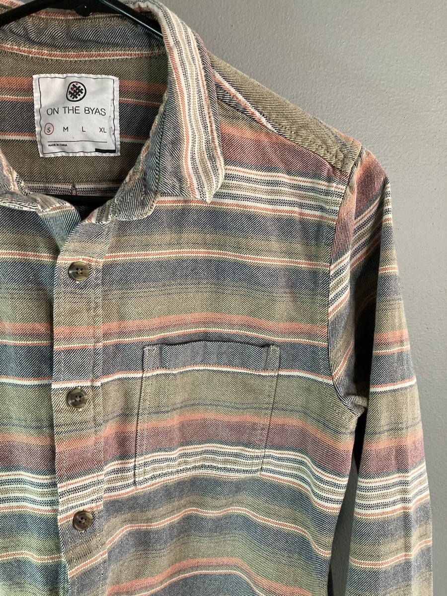 Chemise Homme On The Byas – Manches Longues – Rayures Multicolores – Taille S