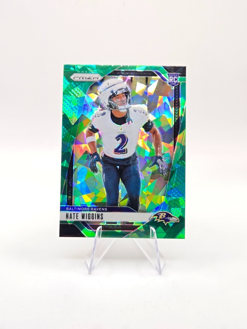 Nate Wiggins 2024 Panini Prizm RC Green Ice SP #380 Ravens