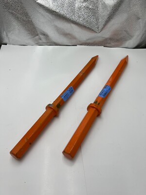 (QTY 2) Brunner & Lay 1-1/8''X6''X14''in Blue Hex Shank Moil Point A31014