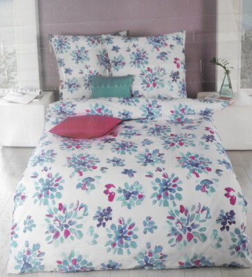 Bettwäsche kaeppel Perkal Poly-Cotton 135 x 200 cm / 80 x 80 cm - Blumen Grün