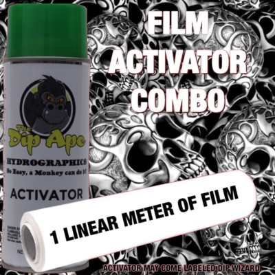HYDROGRAPHIC FILM COMBO TRIBAL SKULLS DIP APE ACTIVATOR WATER TRANSFER