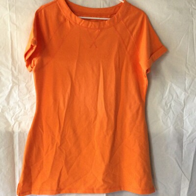 D&CO Active Womens Size Medium Pullover Short Shirt Orange Scoop Neck