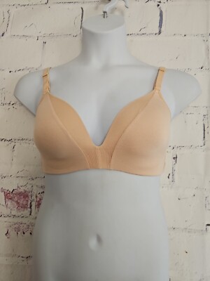 Lively Deep V Seamless T-shirt Bra size 34DD Beige Wireless Lightly Lined J-hook