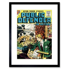 Comic Public Defender Action Crime Police Framed Art Print 9x7 Inch
