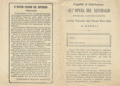 Lot No. 2 Santini Double Pia Opera del Suffragio Gesù Vecchio (NA) OFFER 