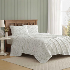 Laura Ashley   Queen Size Sheet Set, Crisp  Lightweight Cotton Percale Bedding