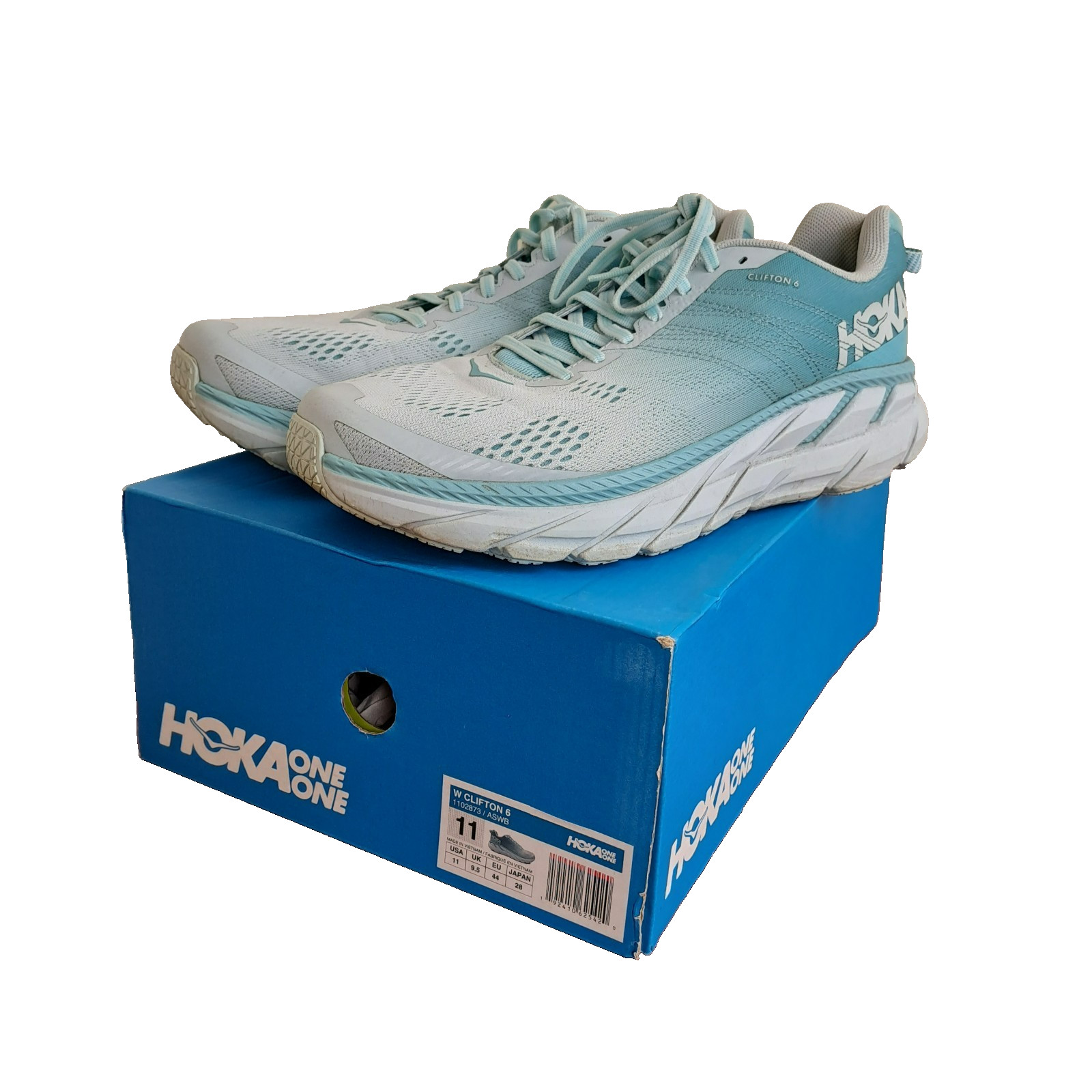 Hoka One One Clifton 6 Running Shoes Womens Size 11 Blue Athletic Sneakers