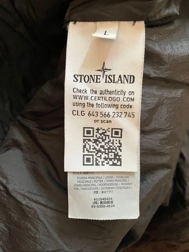STONE ISLAND Men's Down Jacket Black Nylon Size L Sleeve Patch image 5