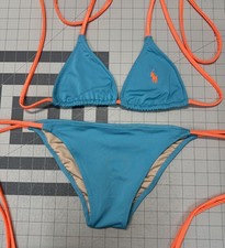 NWT Polo Ralph Lauren Green Teal Pony Bikini Top Bottom Swimsuit Small Logo