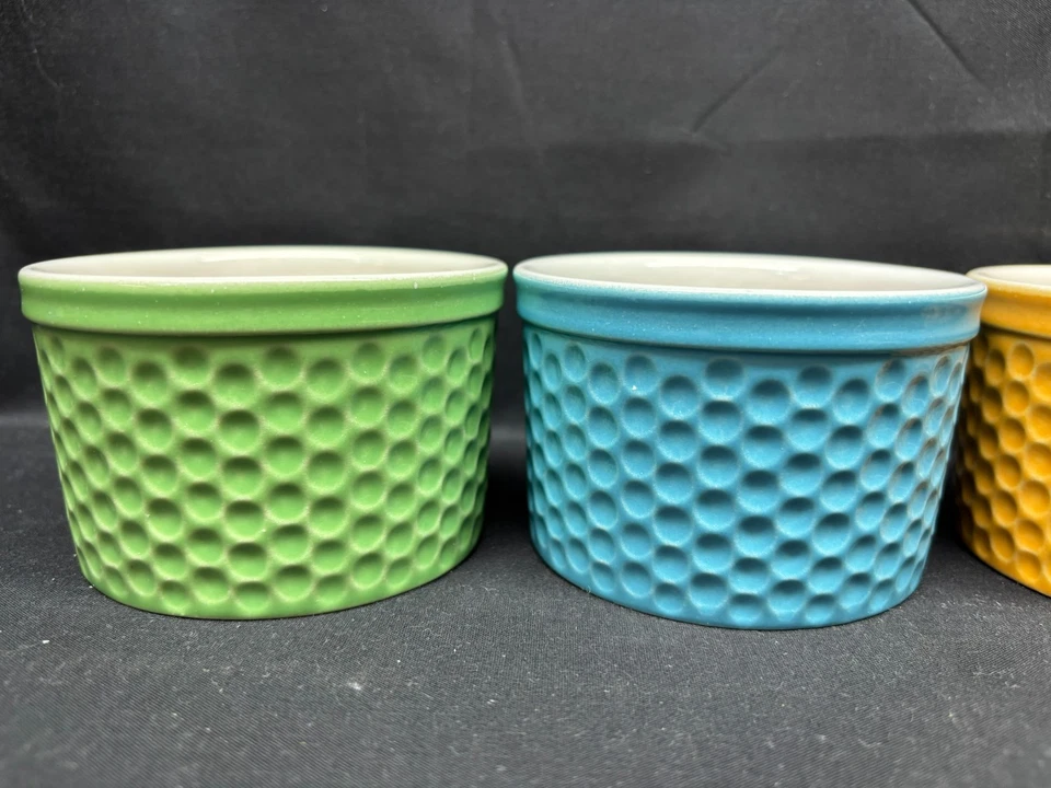 Set of 4 Colors ~ Crate And Barrel Ramekins  ~ 3 3/4" x 2 1/2" Deep - Image 2 of 4