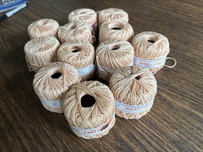 12 Small Balls Coats & Clark's Pearl Cotton Peach Crochet Thread