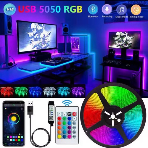 RGB Remote App Control 5050 LED Strip Light Flexible Ribbon Tape USB 5V ...