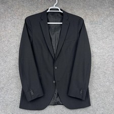Kenneth Cole Reaction Suit Jacket Mens 42L Gray Check Wool Blend Two Button