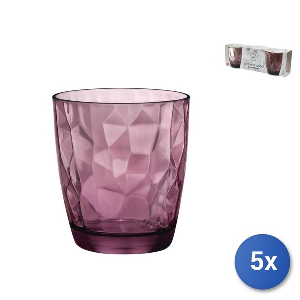 5X Packungen 3 GläSer Aus Glas Diamond Wasser Purpl 30 Cl Transparent Rocco-image