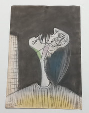 Pablo Picasso Drawing on paper (Handmade) signed and stamped mixed media.