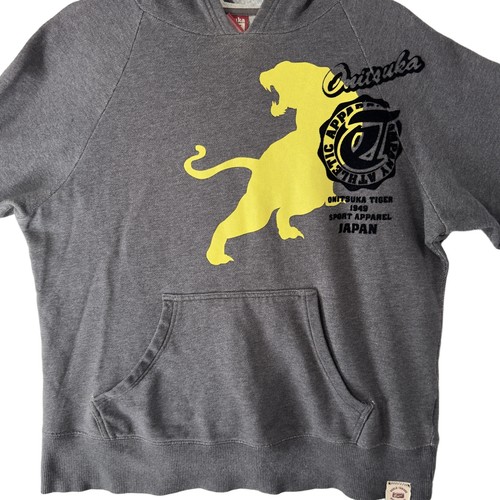 Onitsuka Tiger Youth 14 Pullover Hoodie Japan Sports Sweatshirt Grey Charcoal - Picture 2 of 12