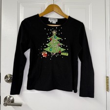 Vintage Jack B Quick Sweater Womens Christmas Tree Holiday Sequin Knit Sz Small