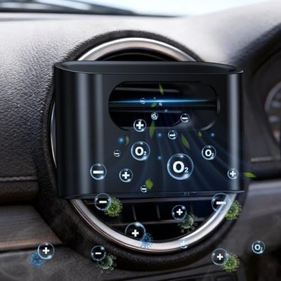 Bipolar Plasma Unscented Car Air Purifier: 100% Filter-Free Active Ionizer for