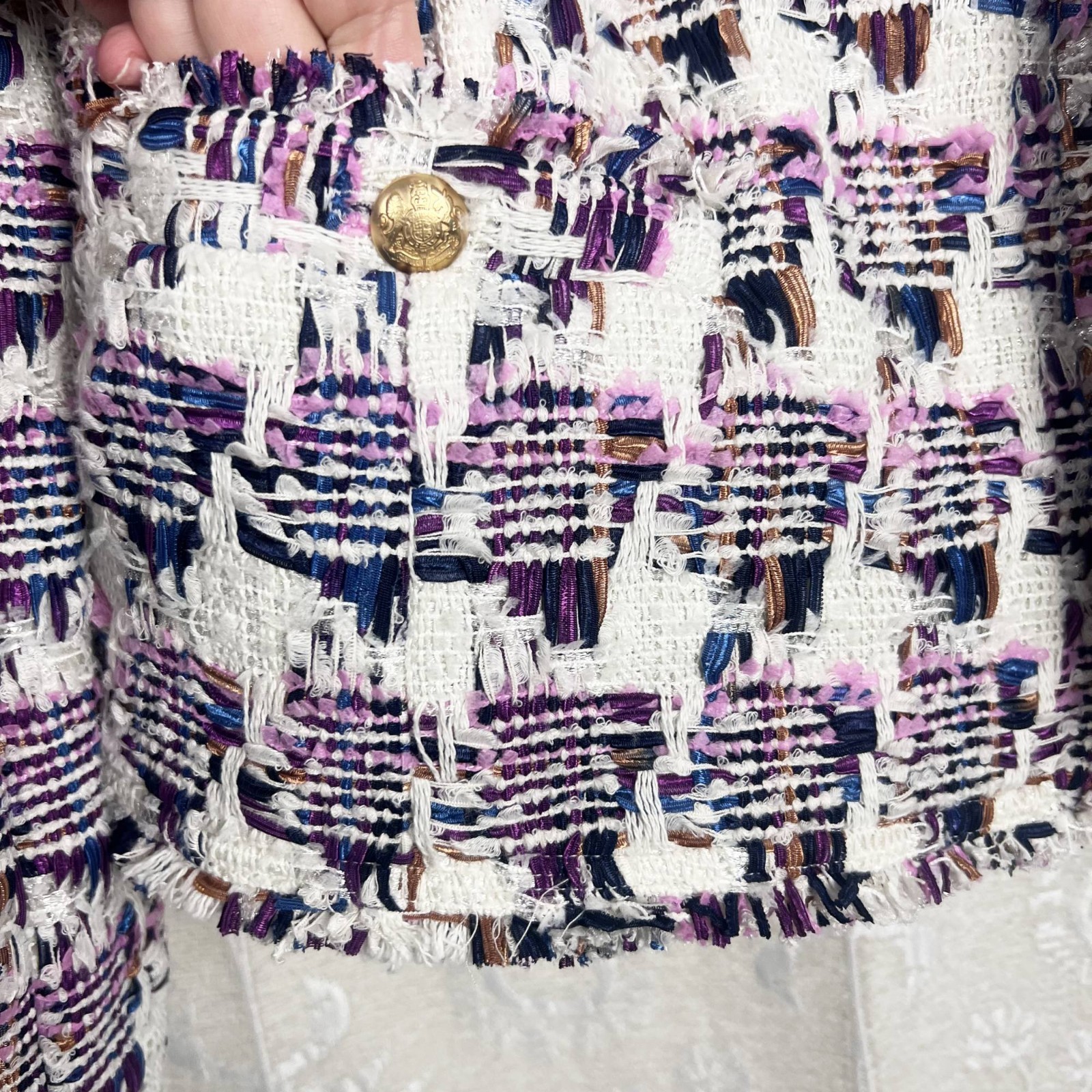 Talbots collarless tweed jacket texture colorful … - image 4