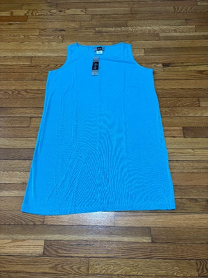 #ad Slinky Brand Womens Tank Dress Plus Sz 1X Turquoise Travel Knit NWT Vintage USA $27.39