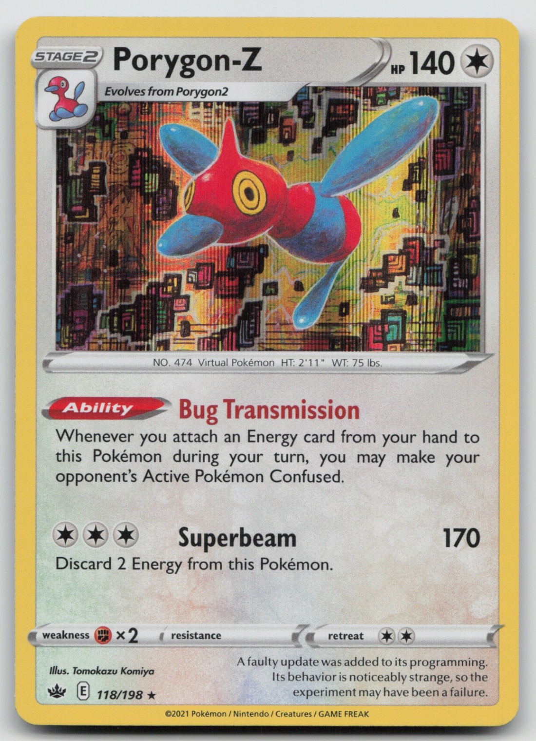 Pokemon Card Porygon-Z Holo Rare SWSH06: Chilling Reign 118/198
