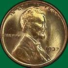 1937 Lincoln Wheat Cent Brilliant Uncirculated BU Coin #40145