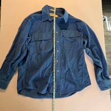 St John s Bay Chamois Cloth Button Shirt Blue Men s XL Cotton