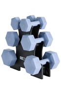 Pro Fitness 12kg Fixed Dumbbell Tree 6 Piece Weights Set Storage Blue Weights