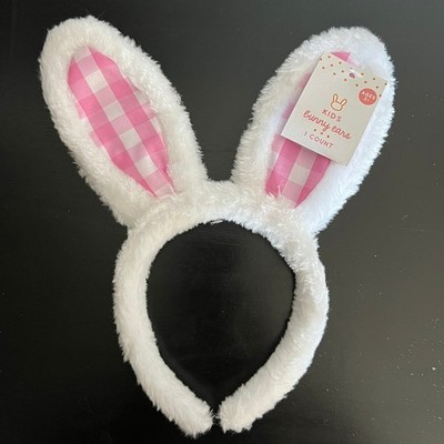 Bullseye's Playground Bunny Ears Kids O/S Pink / White Brand New Gingham Easter