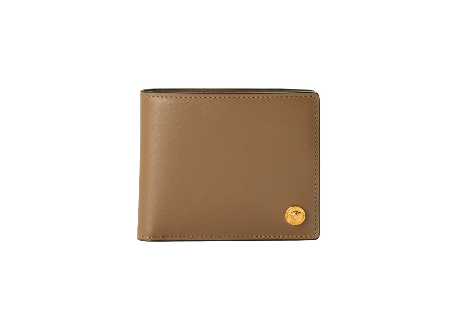 Versace Chestnut 100 Leather Gold Medusa Head Bifold Wallet 51090₽
