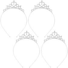 4 Pack Glitter Rhinestone headbands for Women, Non-Slip Heart Style Tiara Hair