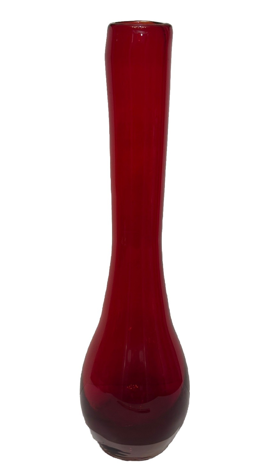 Large Pier 1 Glass Vase Ruby Red hand blown Large Table Top 17.5” Thailand VTG