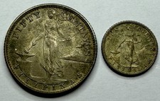 1944 S 50 Centavos And 1944 D 10 Centavos Nice Tone And Details!